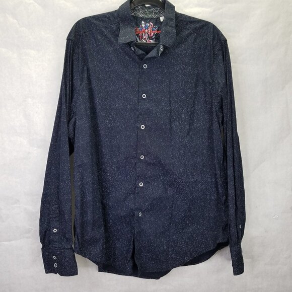 Robert Graham Button Up Shirt Mens XL Flip Cuff Classic Fit Night Sky Star Black - Picture 2 of 16